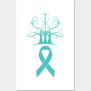 Ovarian Cancer Awareness Teal Ribbon Sisters Tree Of Life Posters and Art